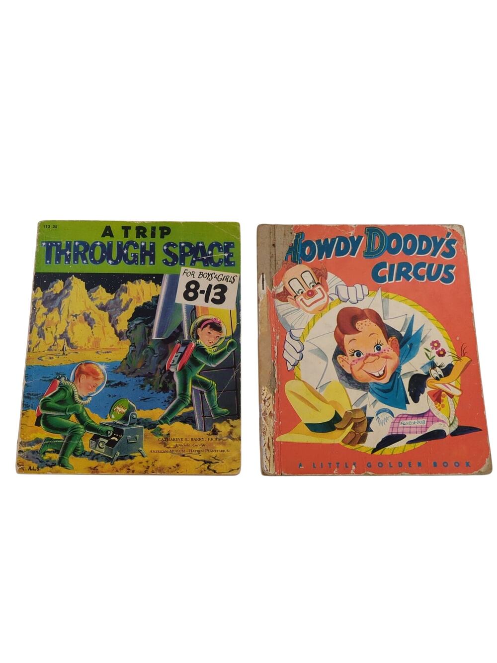VTG Children's Book Lot 2 PC Howdy Doody Circus 1950 A Trip Through Space 1954